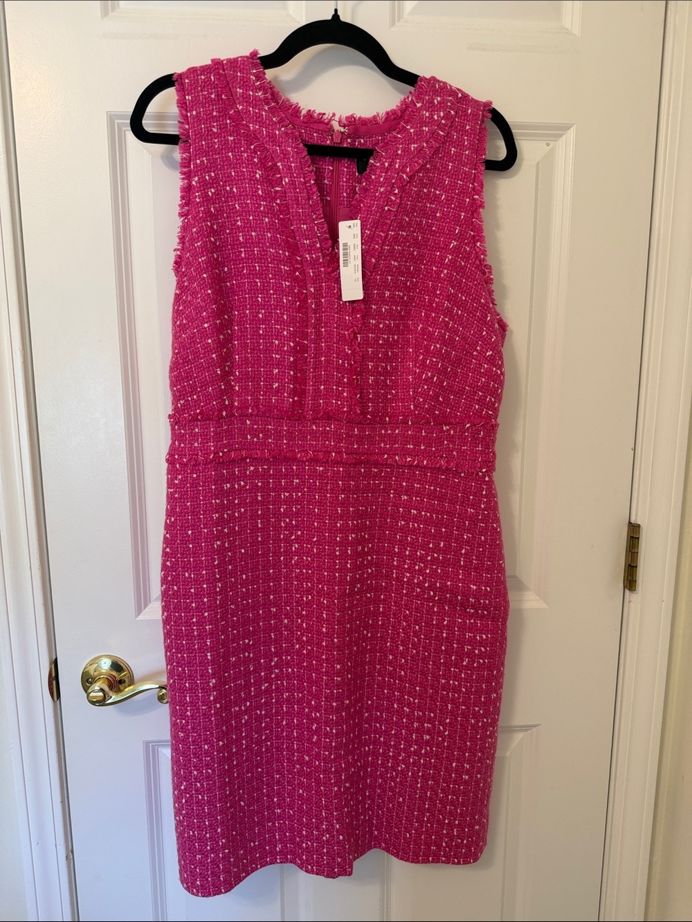 NWT J. Crew Sleeveless Tweed Midi Dress in Hot Pink 12